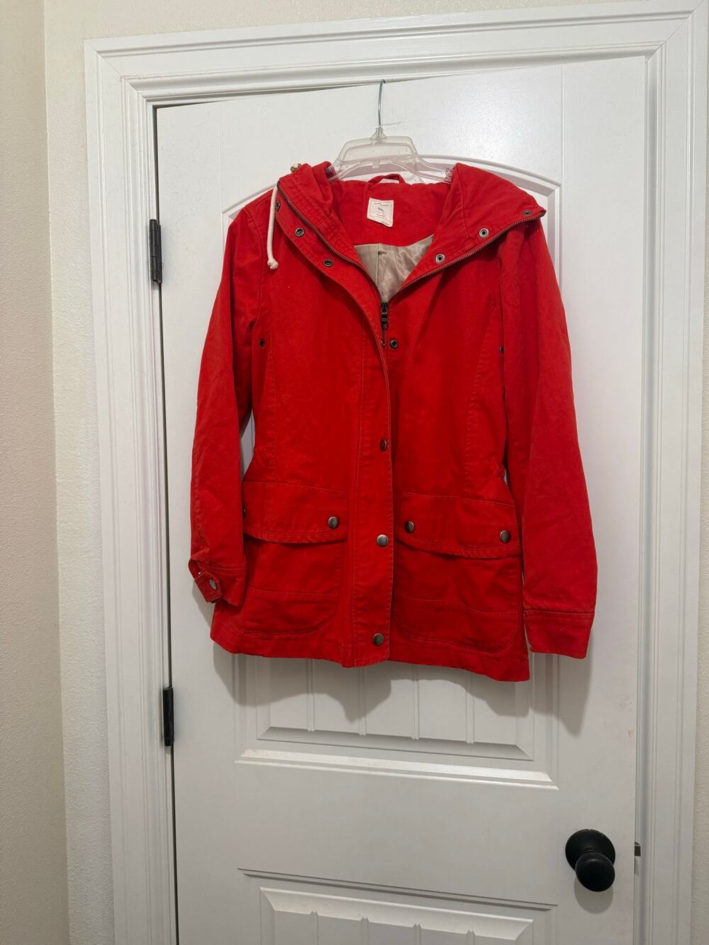 Gap Fisherman Hooded Jacket Coat in Tomato Red - Womens XS